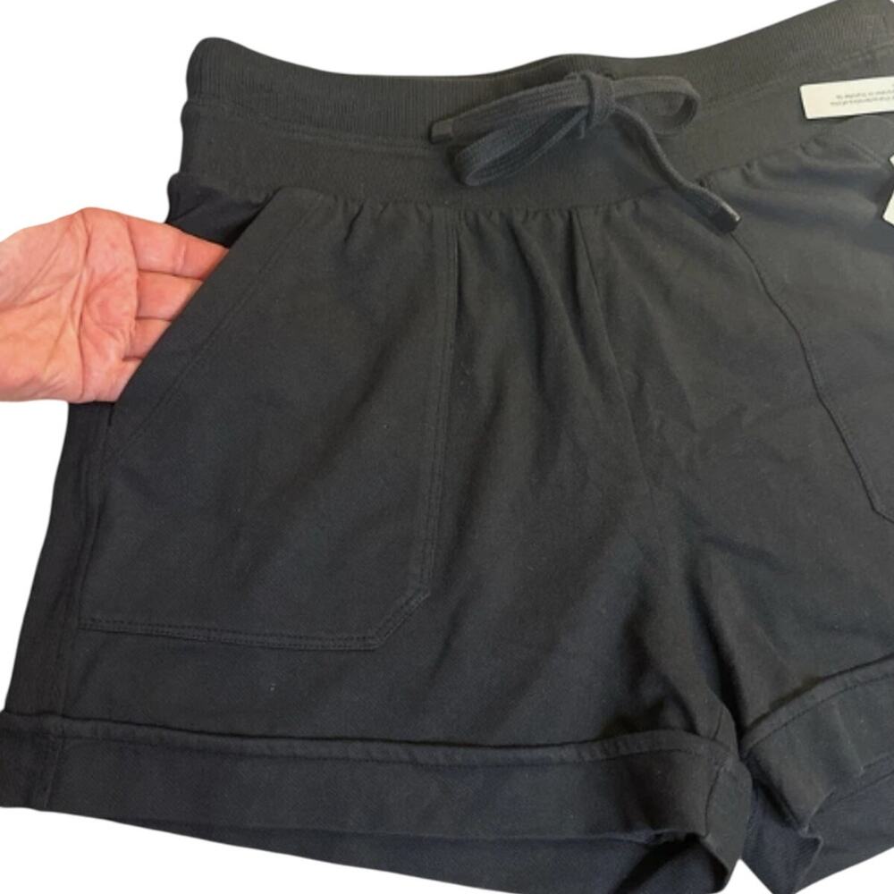 Zella Women's Organic Cuffed Drawstring High Waist Active Short MEDIUM Black NWT